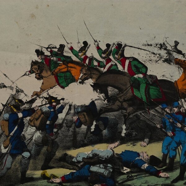 Unbekannt - Siegreiches Gefecht bei Kaltennordheim durch die Bayern - Handkolorierte Lithografie - um 1870