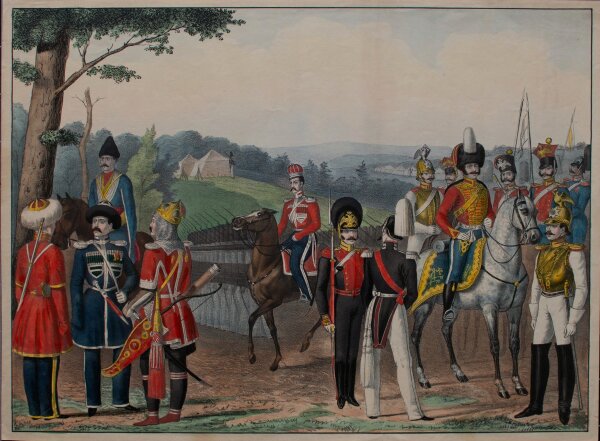 Unbekannt - Preußen vor der Schlacht - Handkolorierte Lithografie - 19. Jh.