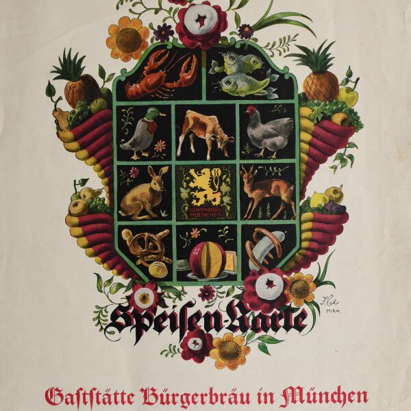 Restauration Bürgerbräu München - Blanko Speisekarte - Offsetdruck - 1. Viertel 20. Jhd.