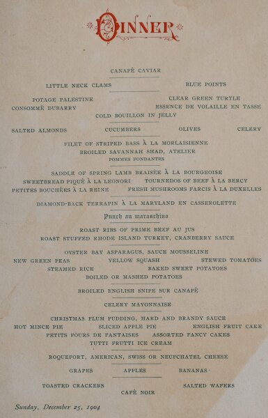 Unbekannt - Menükarte Dinner - Offsetdruck - 25.12.1904