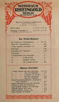 Weinhaus Rheingold Berlin - Menükarte - Offsetdruck...