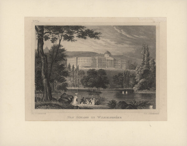 A. Wenderoth - das Schloss zu Wilhelmshöhe - Stahlstich - um 1840