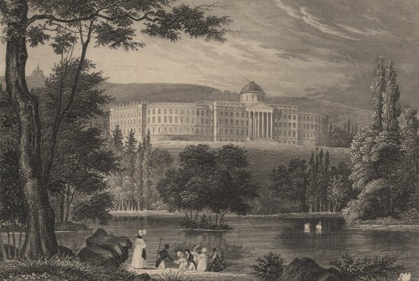 A. Wenderoth - das Schloss zu Wilhelmshöhe - Stahlstich - um 1840