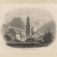 Joh. Poppel - Blick auf Meran - Stahlstich - um 1840