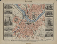 Unbekannt - Stadtplan Dresden - Stahlstich - um 1850