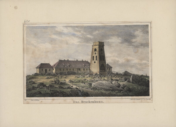 Nehse - Das Brockenhaus - Stahlstich - um 1850