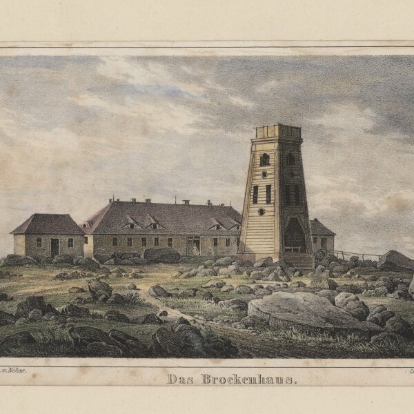 Nehse - Das Brockenhaus - Stahlstich - um 1850