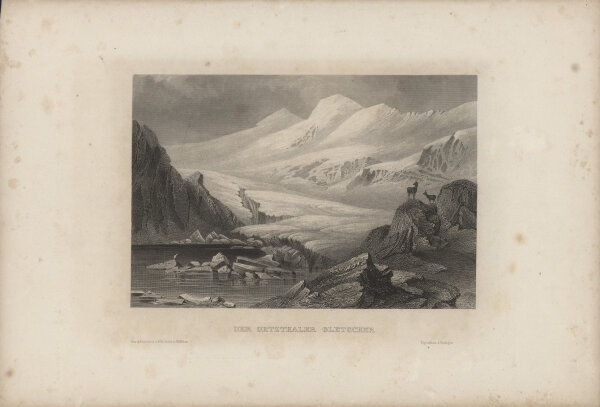 Unbekannt - Der Oetzthaler Gletscher - Stahlstich - um 1860