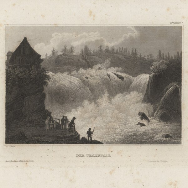 C. Reiss - Der Traunfall - Stahlstich - um 1840