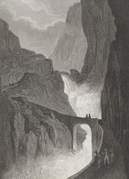Carl Reiss - DIe Teufelsbrücke - Stahlstich - 1. Hälfte 19. Jhd.