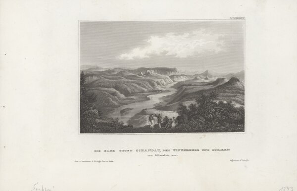 Unbekannt - Die Elbe gegen Schandau, dem Winterberg und Böhmen vom Lilienstein aus - Stahlstich - 1. Hälfte 19. Jhd.