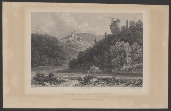 Frommel & Winkles nach Theodor Verhas - Spangenberg und Erfenstein - Stahlstich - 1. Hälfte 19. Jhd.