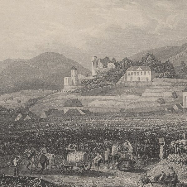 Leopold Rottmann - Haardt und Burg Winzingen bei Neustadt a/H. - Stahlstich - 1. Hälfte 19. Jhd.