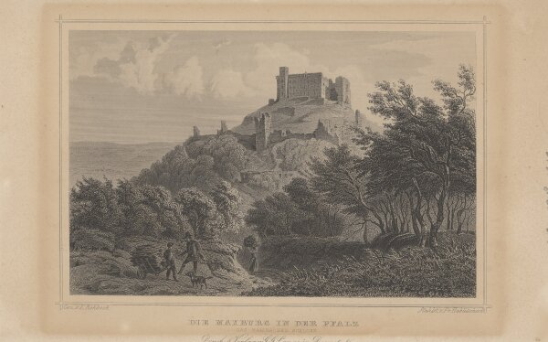 Franz Hablitschek - Die Maxburg in der Pfalz - Das Hambacher Schloss - Stahlstich - 1. Hälfte 19. Jhd.
