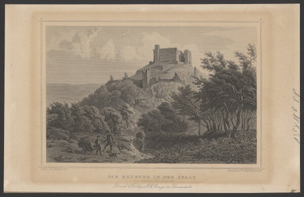 Franz Hablitschek - Die Maxburg in der Pfalz - Das Hambacher Schloss - Stahlstich - 1. Hälfte 19. Jhd.