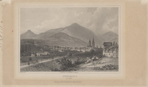 Frommel & Winkles nach Theodor Verhas - Neustadt a/H. (Rheinpfalz) - Stahlstich - 1. Hälfte 19. Jhd.