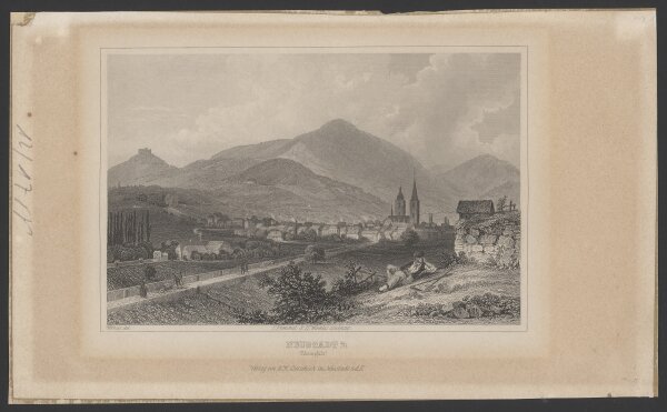 Frommel & Winkles nach Theodor Verhas - Neustadt a/H. (Rheinpfalz) - Stahlstich - 1. Hälfte 19. Jhd.