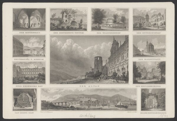 Friedrich Foltz - Heidelberg und seine Umgebung - Stahlstich - 1. Hälfte 19. Jhd.
