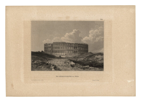 Unbekannt - Amphitheater bei Pula - Stahlstich - um 1850