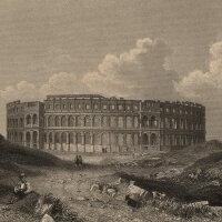 Unbekannt - Amphitheater bei Pula - Stahlstich - um 1850