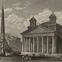 Emil Höfer - Das Pantheon in Rom - Stahlstich - um 1850
