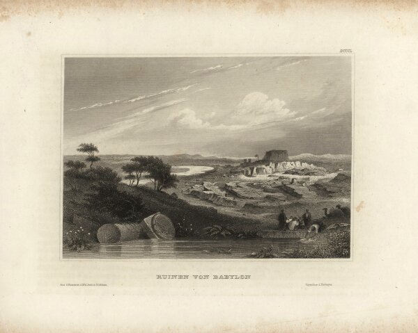 Unbekannt - Die Ruinen von Babylon - Stahlstich - um 1850