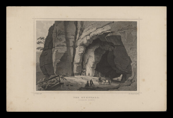 Johann Poppel - Der Kuhstall - Stahlstich - um 1840