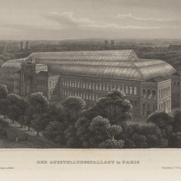 Kunstanstalt des bibliographischen Instituts, Hildburghausen - Ausstellungspalast in Paris - Stahlstich - um 1850