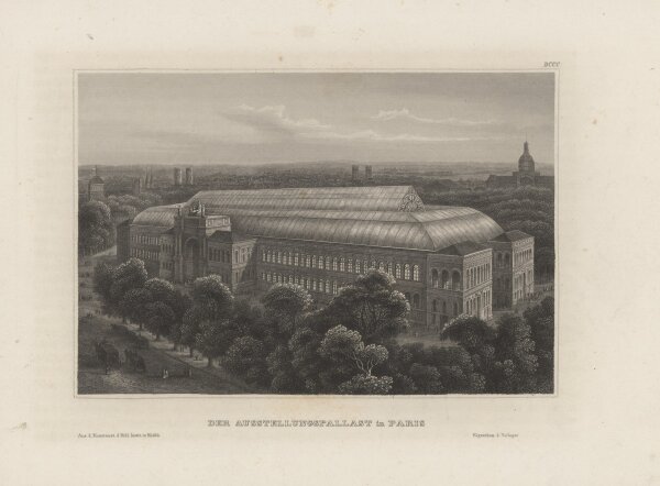 Kunstanstalt des bibliographischen Instituts, Hildburghausen - Ausstellungspalast in Paris - Stahlstich - um 1850