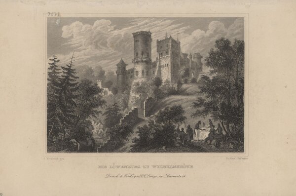 A. Wenderoth - Löwenburg zu Wilhelmshöhe - Stahlstich - um 1860