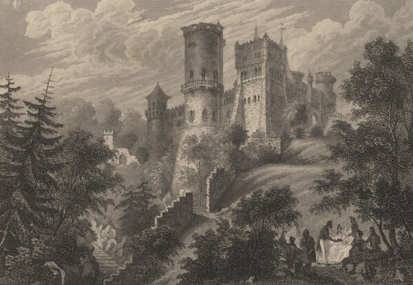 A. Wenderoth - Löwenburg zu Wilhelmshöhe - Stahlstich - um 1860