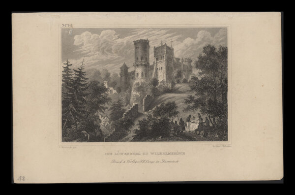 A. Wenderoth - Löwenburg zu Wilhelmshöhe - Stahlstich - um 1860