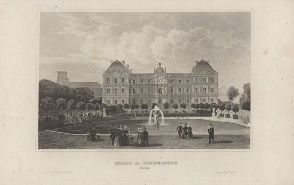Bibliographisches Institut in Hildburghausen - Palais du Luxembourg - Stahlstich - um 1840