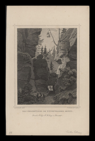 Franz Hablitschek - Felsenthor im Uttewalder Grund - Stahlstich - um 1840