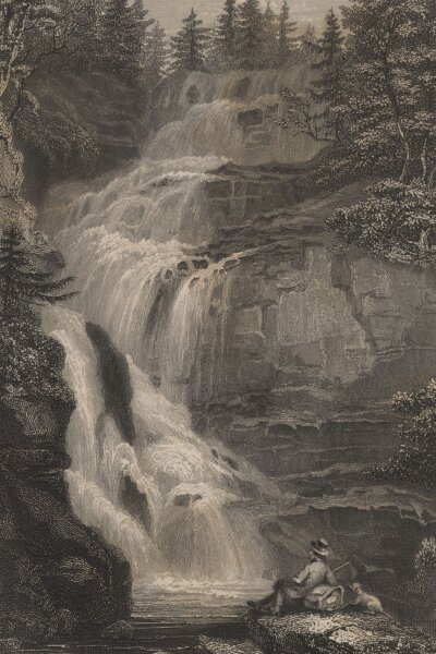 Ludwig Richter - Der Zackenfall - Stahlstich - um 1840