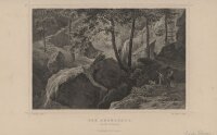 G.G. Lange, Darmstadt - Der Amselfall - Stahlstich - um 1840
