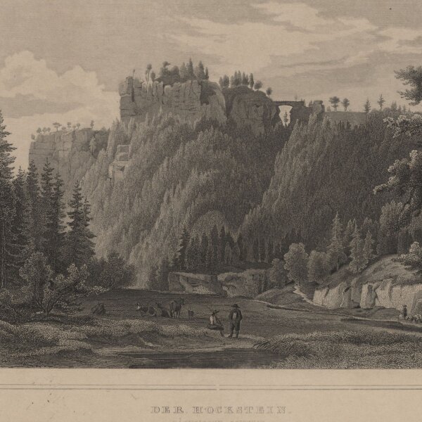 G.G. Lange, Darmstadt - Der Hockstein - Stahlstich - um 1840
