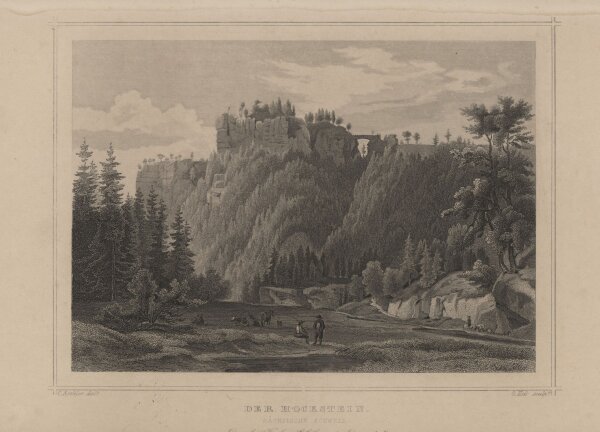 G.G. Lange, Darmstadt - Der Hockstein - Stahlstich - um 1840