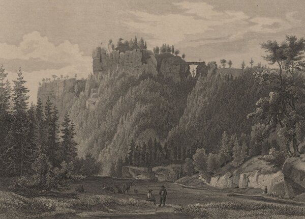 G.G. Lange, Darmstadt - Der Hockstein - Stahlstich - um 1840