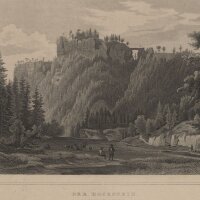 G.G. Lange, Darmstadt - Der Hockstein - Stahlstich - um 1840