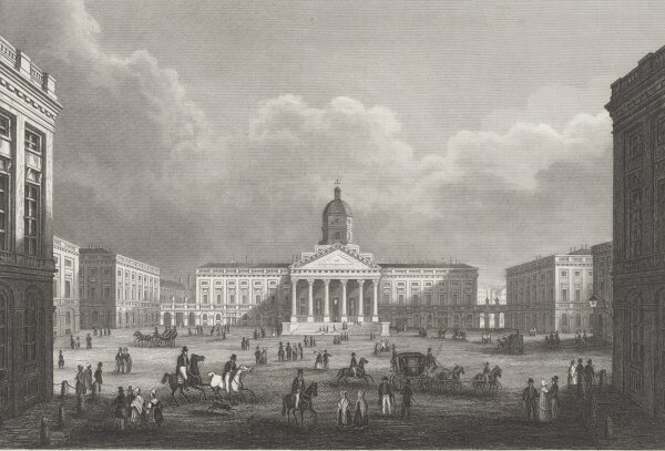 B. Metzeroth - Place Royale in Brüssel - Stahlstich - 1. Hälfte 19. Jhd.