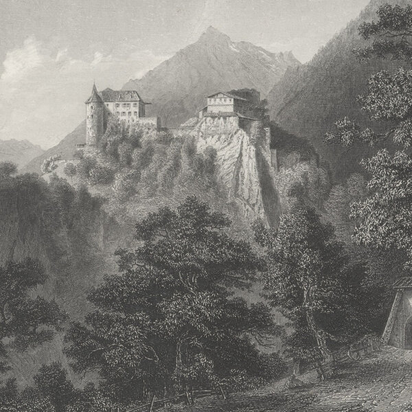 Franz Hablitschek - Schloss Tyrol bei Meran (Tyrol) - Stahlstich - 1. Hälfte 19. Jhd.