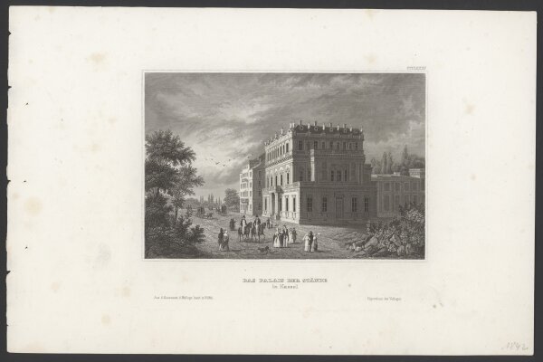 Unbekannt - Das Palais der Stände in Kassel - Stahlstich - 1. Hälfte 19. Jhd.