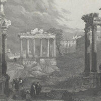 G. Kern - Das Forum (Campo Vaccino) in Rom - Stahlstich -...