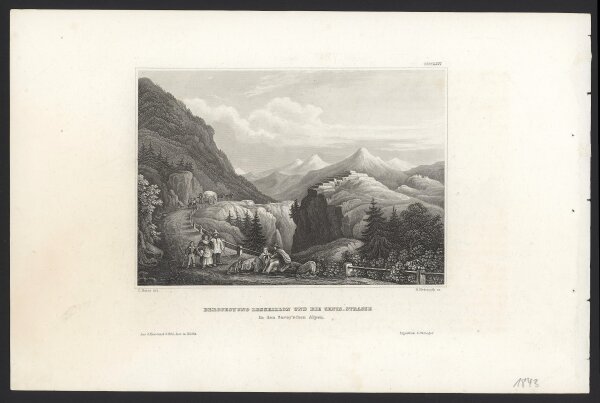 B. Metzeroth - Bergfestung Lesseilon und die Cenis-Strasse in den Savoy´schen Alpen - Stahlstich - Erste Hälfte 19. Jhd.