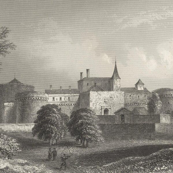 William French - Schloss Hamml - Stahlstich - Erste Hälfte 19. Jhd.