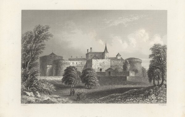 William French - Schloss Hamml - Stahlstich - Erste Hälfte 19. Jhd.