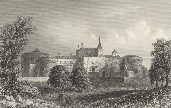 William French - Schloss Hamml - Stahlstich - Erste Hälfte 19. Jhd.