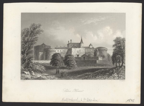 William French - Schloss Hamml - Stahlstich - Erste Hälfte 19. Jhd.