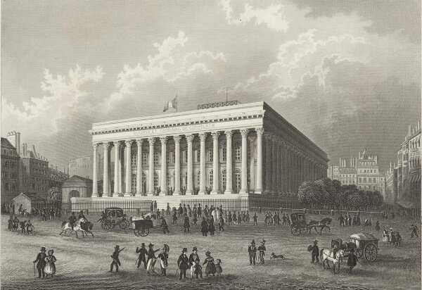 B. Metzeroth - Die Börse in Paris - Stahlstich - Erste Hälfte 19. Jhd.